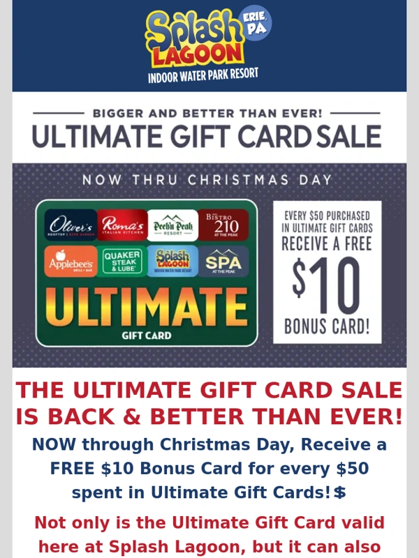 Splash Lagoon - Don't Miss Out On The Ultimate Gift Card Sale! ?