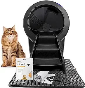 Litter-Robot 4 Complete Bundle by Whisker (Black) - Automatic, Self-Cleaning Cat Litter Box, Includes Litter-Robot 4, 6 OdorTrap Pack Refills, 50 Waste Drawer Liners, Ramp, Mat & Fence