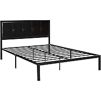 ZINUS Cherie Faux Leather Classic Platform Bed Frame with Steel Support Slats (Queen)