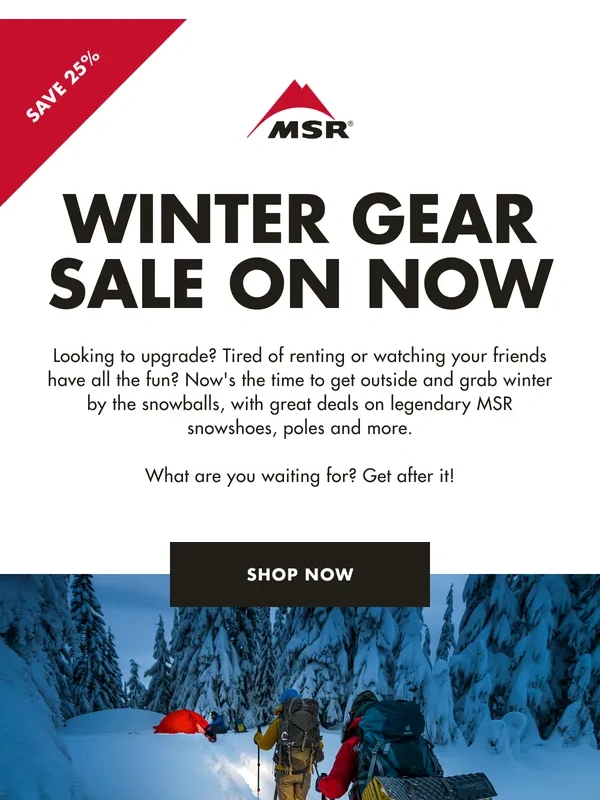 MSR - 25% off MSR Snowshoes,Poles and more!