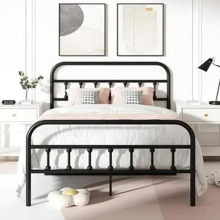 Full Platform Bed Frame with Headboard