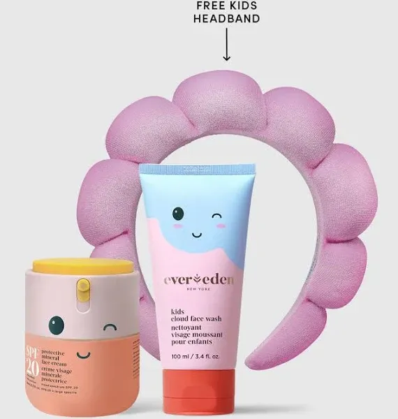 Evereden Kids Happy Morning DUO Clean & Vegan Skin Care for Kids Bundle Kids Skin Care Cloud Face Wash + SPF 20 Mineral Face Cream
