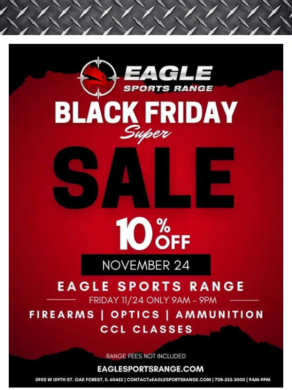 Eagle Sports Range - 10% OFF BLACK FRIDAY SALE