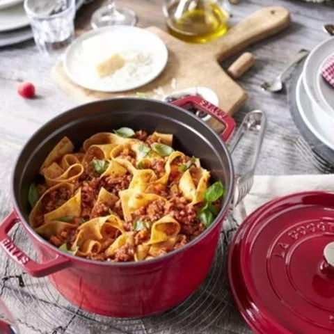 Zwilling Staub Cast Iron - Round Cocottes 5 qt, Round, Cocotte Deep, Cherry - Visual Imperfections
