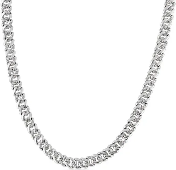 Sterling Silver Men's 1/2 ct. tw. Diamond Miami Cuban Chain Necklace