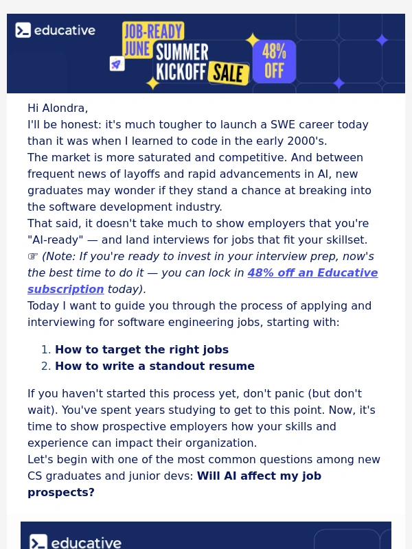 Educative - New grads and jr devs: don't miss these career hacks