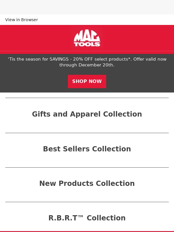 Mac Tools - ‘Tis the Season for Savings! ?