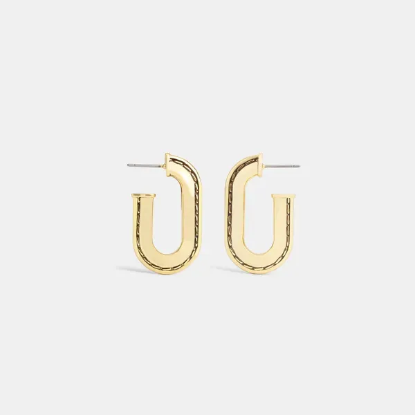 Coach Stitched Small Paper Clip Link Drop Earrings