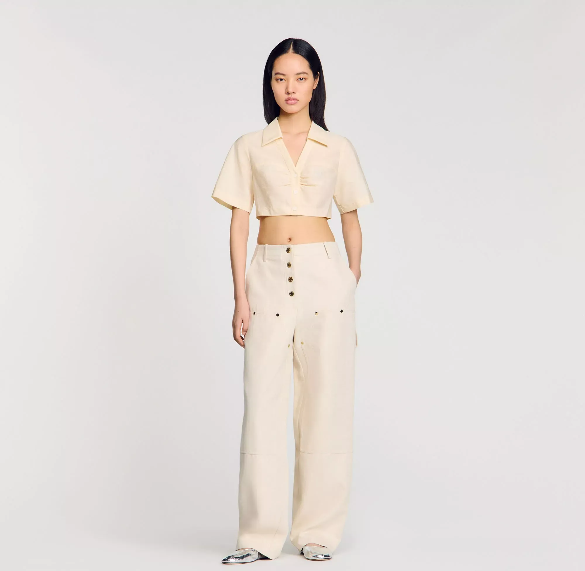 Sandro Cropped gathered shirt - female - L