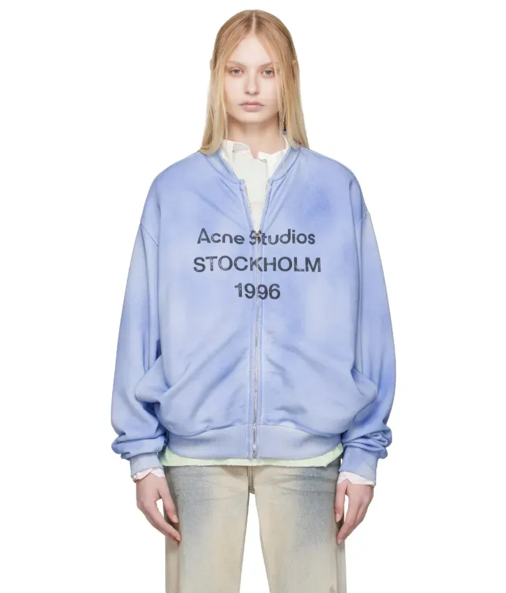 Acne Studios Blue Logo Zip Sweater