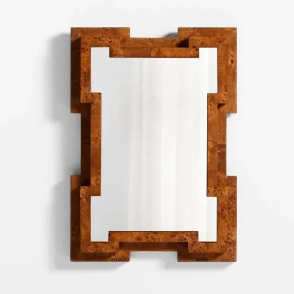Crate & Barrel Memini Burl Wood Vanity Mirror by Athena Calderone