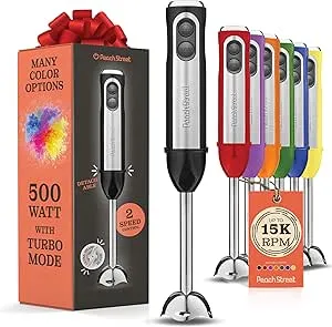 Powerful - Immersion Blender, 500 Watt, Detachable Base, Handheld Kitchen Gadget, 304 Stainless Steel Blades