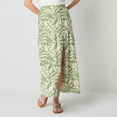 Juniors' Floral Print Tiered Maxi Skirt