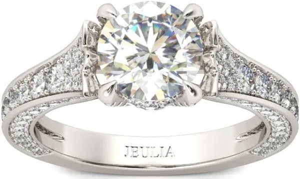 Jeulia 3.5ct Round Moissanite Engagement Ring in Sterling Silver