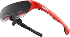Rokid Air AR Glasses, 120″ Full HD Virtual Screen, Lightweight Smart Glasses, Compatible with iPhone 15, Steam Deck/Gaming Consoles/PC/Android, Nearsightedness Adjustment, Portable Monitor (Dark Red)