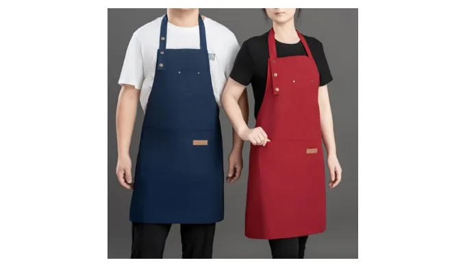 Geounzay Apron with Pockets Dirt-resistant Durable Blue Kitchen Cooking Drawing Garden Working Grilling Apron for Women Men, 30″ Long, 26″ Wide (blue)