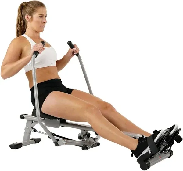 Sunny Health & Fitness Compact Full Motion Rowing Machine, Full-Body Workout, Low-Impact, Extra-Long Rail, and 350 LB Weight Ca.
