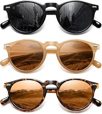 YMRFW Retro Small Round Polarized Sunglasses for Women Vintage Style Circle Sun Glasses UV Protection