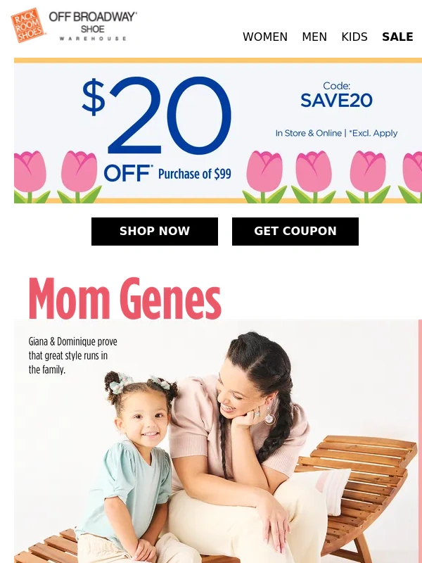 Rack Room Shoes - $20 OFF to get your mom what she really wants