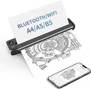 Rongta Portable Printers Wireless for Travel, WiFi & Bluetooth Mobile Printer, Thermal Inkless Printer for School/Office/Home Use, Compatible with Android,iOS & Laptop (F81)