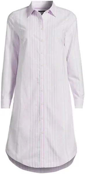 Women's Oxford Long Sleeve Button Front Shirt Dress