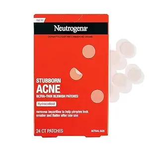 Neutrogena Stubborn Acne Pimple Patches, Acne Treatment for Face, Ultra-Thin Hydrocolloid Spot Stickers Provide Optimal Healing for Pimples, 24 Patches