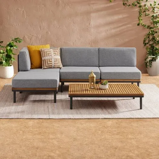 World Market Andorra 6 Piece Modular Outdoor Patio Sectional Set with Table