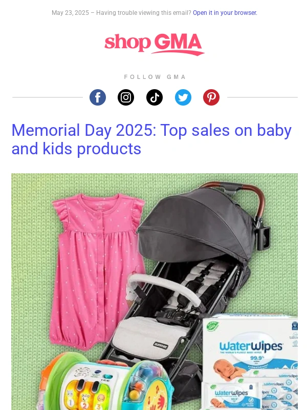 Good Morning America - ? Epic Memorial Day deals for babies,kids & dads