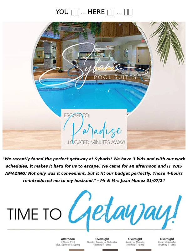 Sybaris - Spring into Romance .. SAVE ON AN OVERNIGHT OR AFTERNOON GETAWAY!