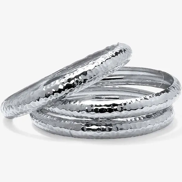 PalmBeach Jewelry Women's Hammered Bangle Bracelet Set