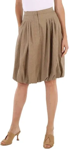 Burberry Ladies Driftwood Linen Blend Bubble Hem Skirt