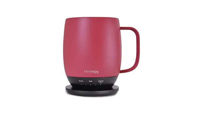 Nextmug – Temperature-Controlled, Self-Heating Coffee Mug (Dusty Rose – 14 oz.)