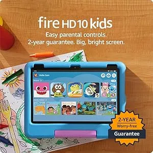 Amazon Fire HD 10 Kids tablet (newest model) ages 3-7 | Bright 10.1" HD screen with included ad-free and exclusive content, robust parental controls, 13-hr battery, 32 GB, Blue