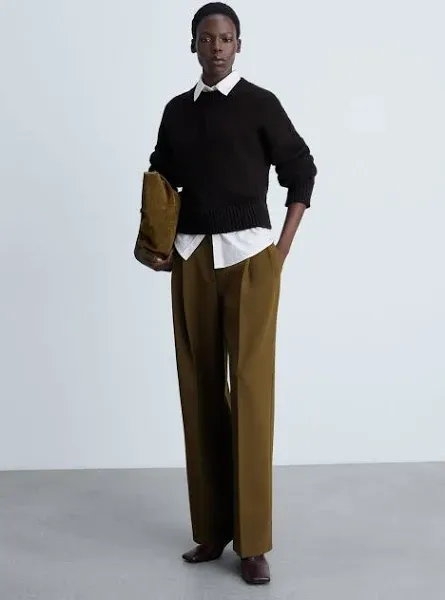 MANGO Women's Straight-Fit Pleated Pants