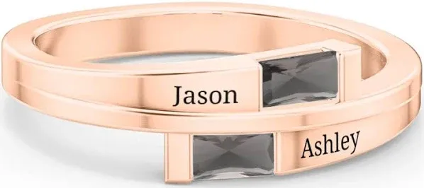 Gold Double Baguette Bypass Ring