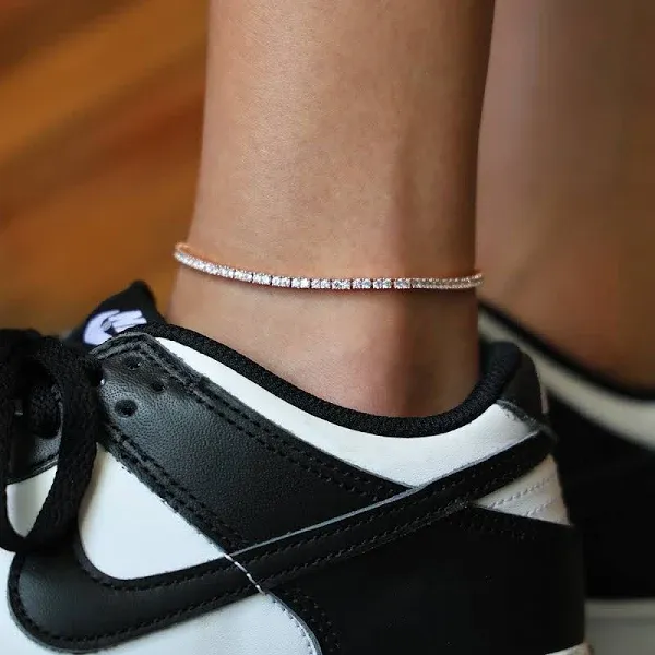 The GLD Shop Diamond Tennis Anklet 2mm Size 8"-10
