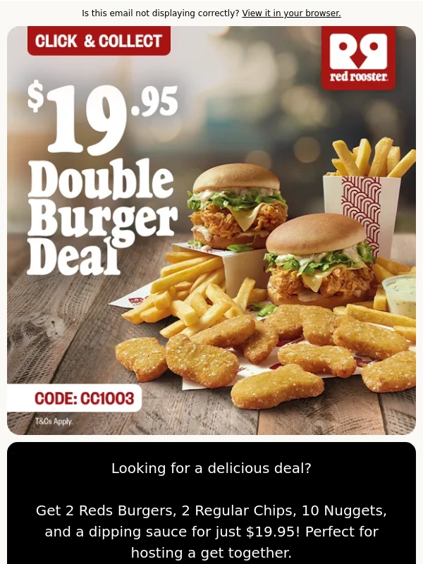 Red Rooster - Enjoy a Double Burger Deal