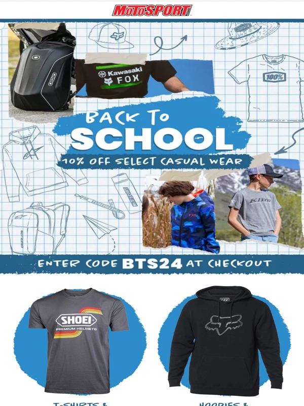 MotoSport - Fresh Threads for a New Year | Extra 10% Off Select Casual Wear