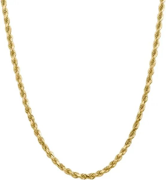 14K Yellow Gold Glitter Rope Chain Necklace