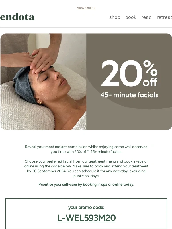 endota spa - ? Reveal your most radiant complexion with this exclusive offer ?