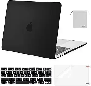 MOSISO - MacBook Pro 13 inch Case, Plastic Hard Shell, Keyboard Cover, Screen Film, Storage Bag, Black