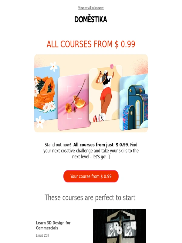 Domestika - Your first course from just $0.99