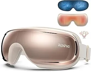 RENPHO Eye Massager with Heat and Cooling FSA HSA with Voice Control & Ice Pack, Eyeris 3 Rose Eye Sleep Mask, Mothers Day Birthday Gifts for Women, for Eye Care, Migraine, Eye Strain, Stye Eye