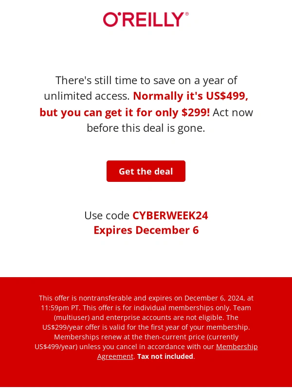 O'Reilly - Sale extended: unlimited access,unbeatable price