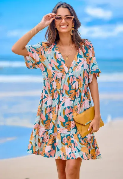 Women's Cupshe Dress Soft Tropics Short Sleeve Mini Dress