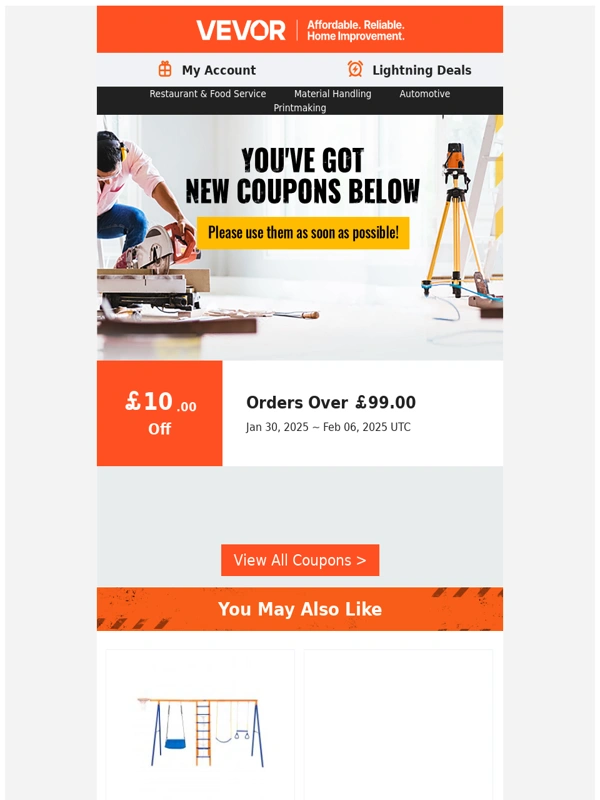 Vevor - Reminder: Your Coupon is Waiting - Don’t Let It Expire!"