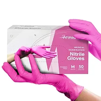 Fuchsia Pink Nitrile Disposable Gloves