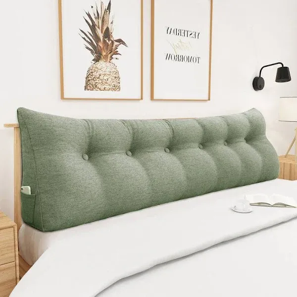 WOWMAX Slight Green Triangular Bed Rest Wedge Pillow