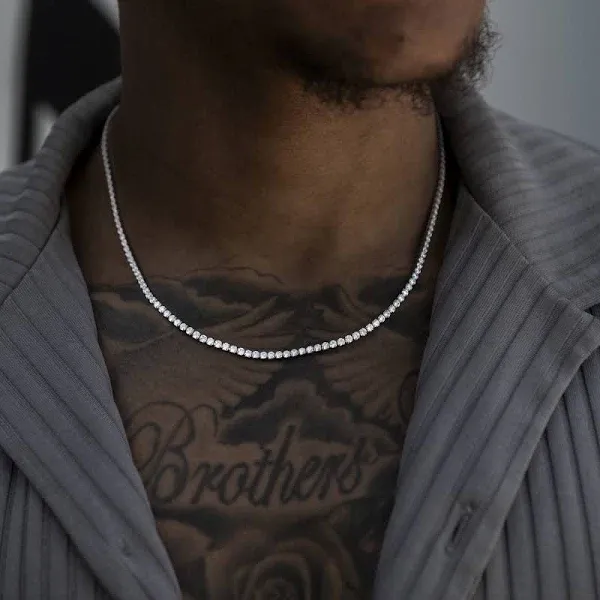 GLD 14K White Micro Tennis Necklace