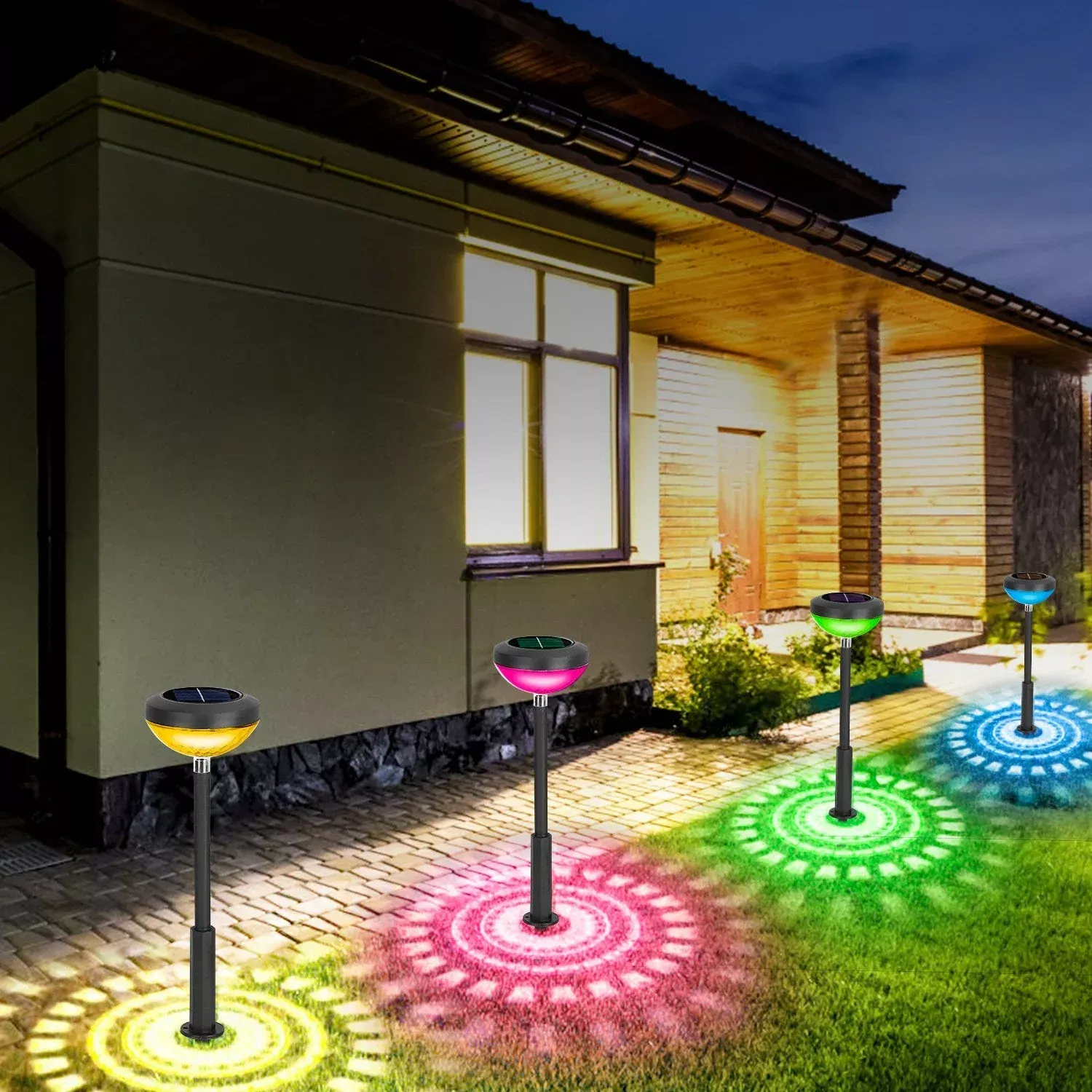 DailySale 4-Pack: Solar Pathway Color Changing Garden Light